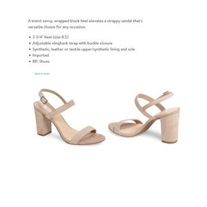 3 3/4 heel- Nude high heel sandal.